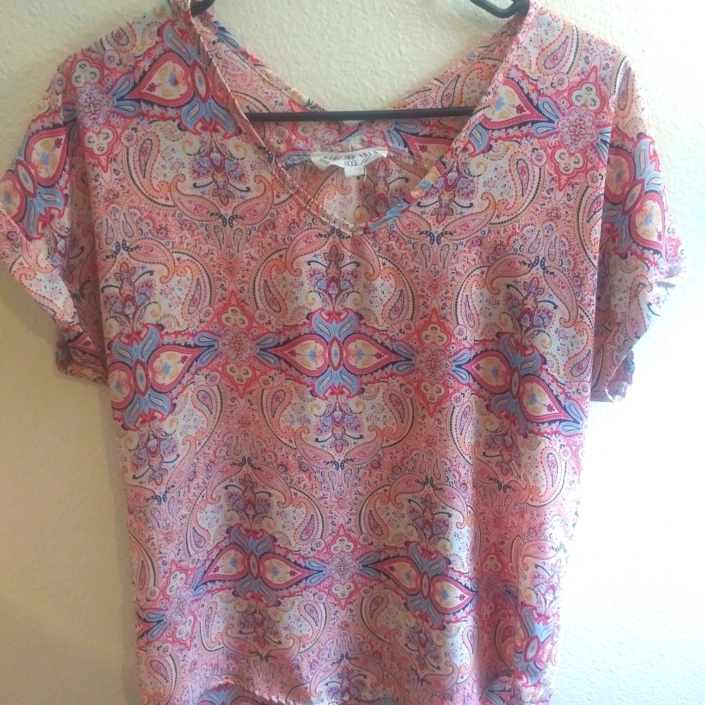Paisley Print Blouse. Pink Rose Sz Small